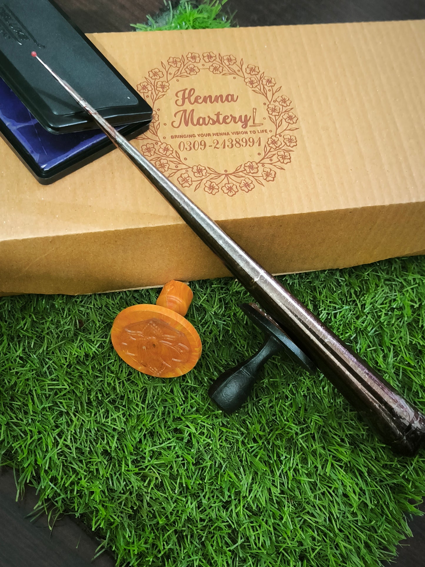 Reusable Mehandi/Henna Stamps Pack of 10 Beautiful Designs,Ink Pad and 1 Bridal Henna cone.