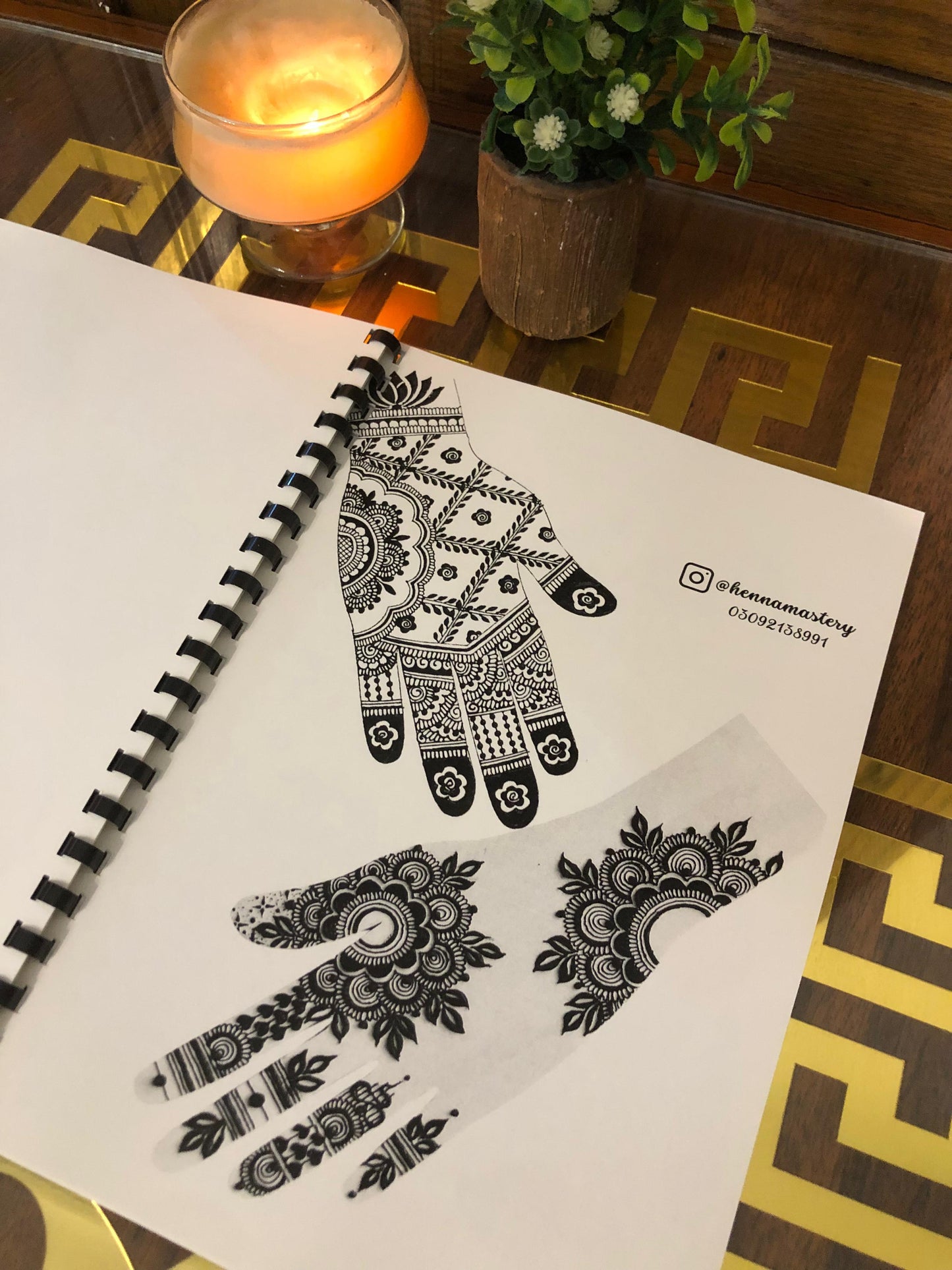 Bridal Henna Reusable Tracing Book + FREE Reusable Acrylic Sheet and a Practice Cone. (Volume 4)