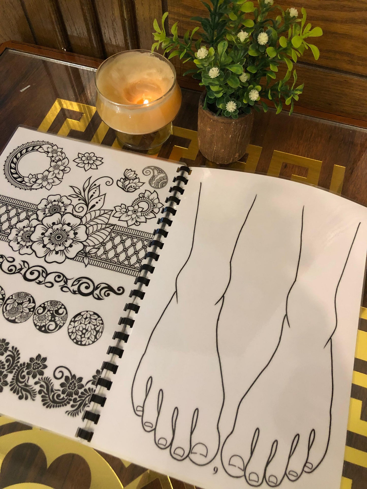 Henna Reusable Tracing Book + FREE Practice Cone.( Volume 1,Full Laminated)