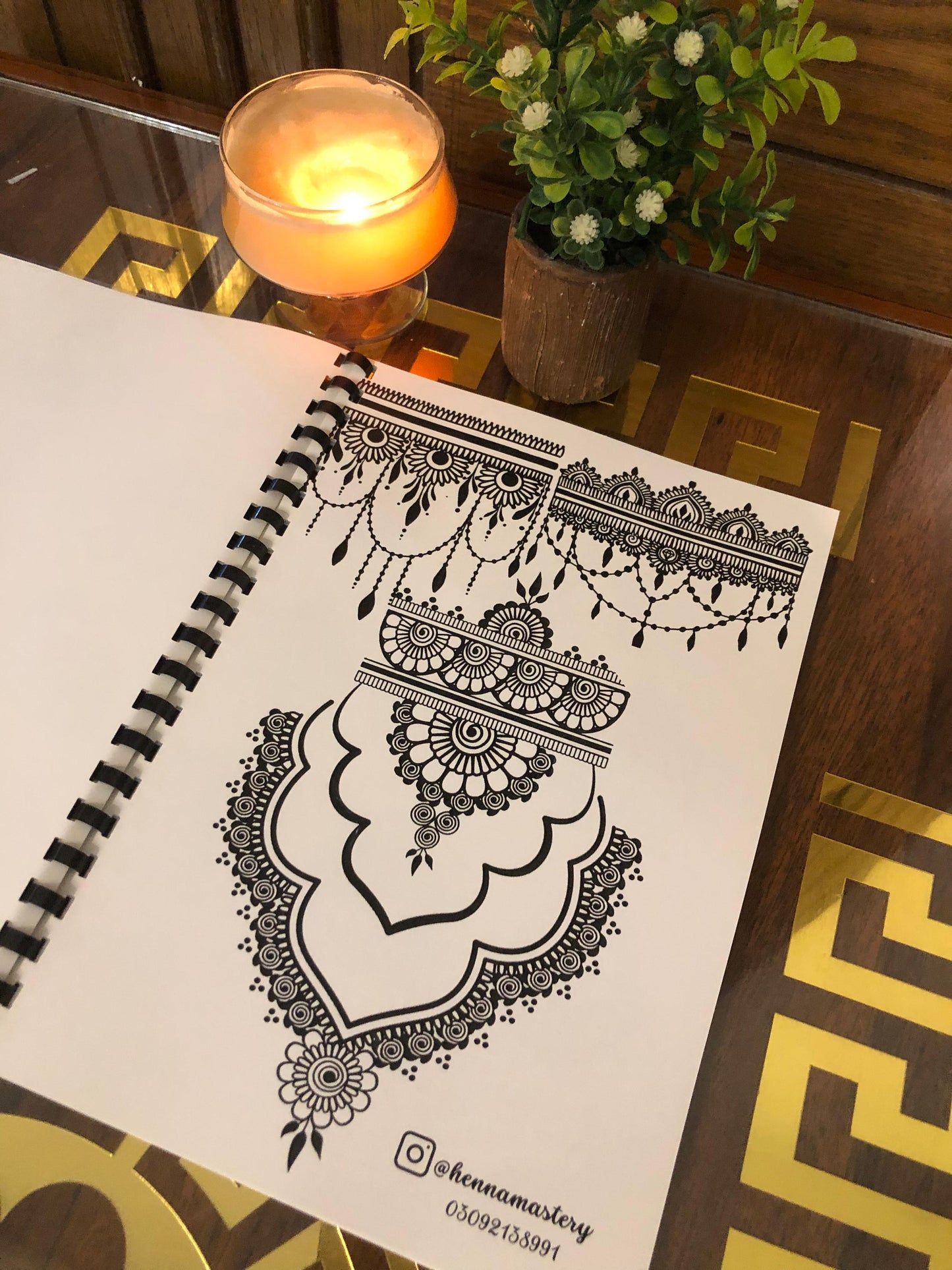 Bridal Henna Reusable Tracing Book + FREE Reusable Acrylic Sheet and a Practice Cone. (Volume 4)