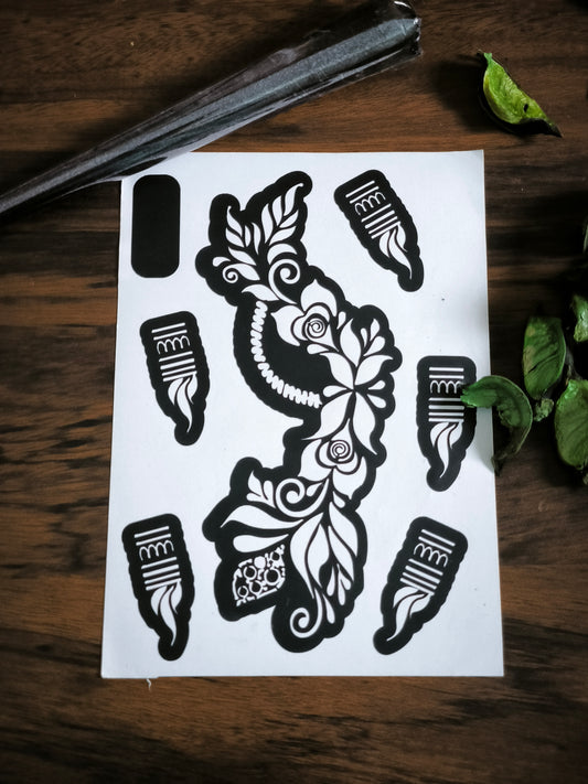 “Reusable Mehndi Stencil – Easy Henna Tattoo Template”