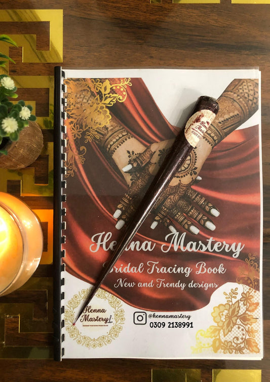 Bridal Henna Reusable Tracing Book + FREE Reusable Acrylic Sheet and a Practice Cone. (Volume 4)