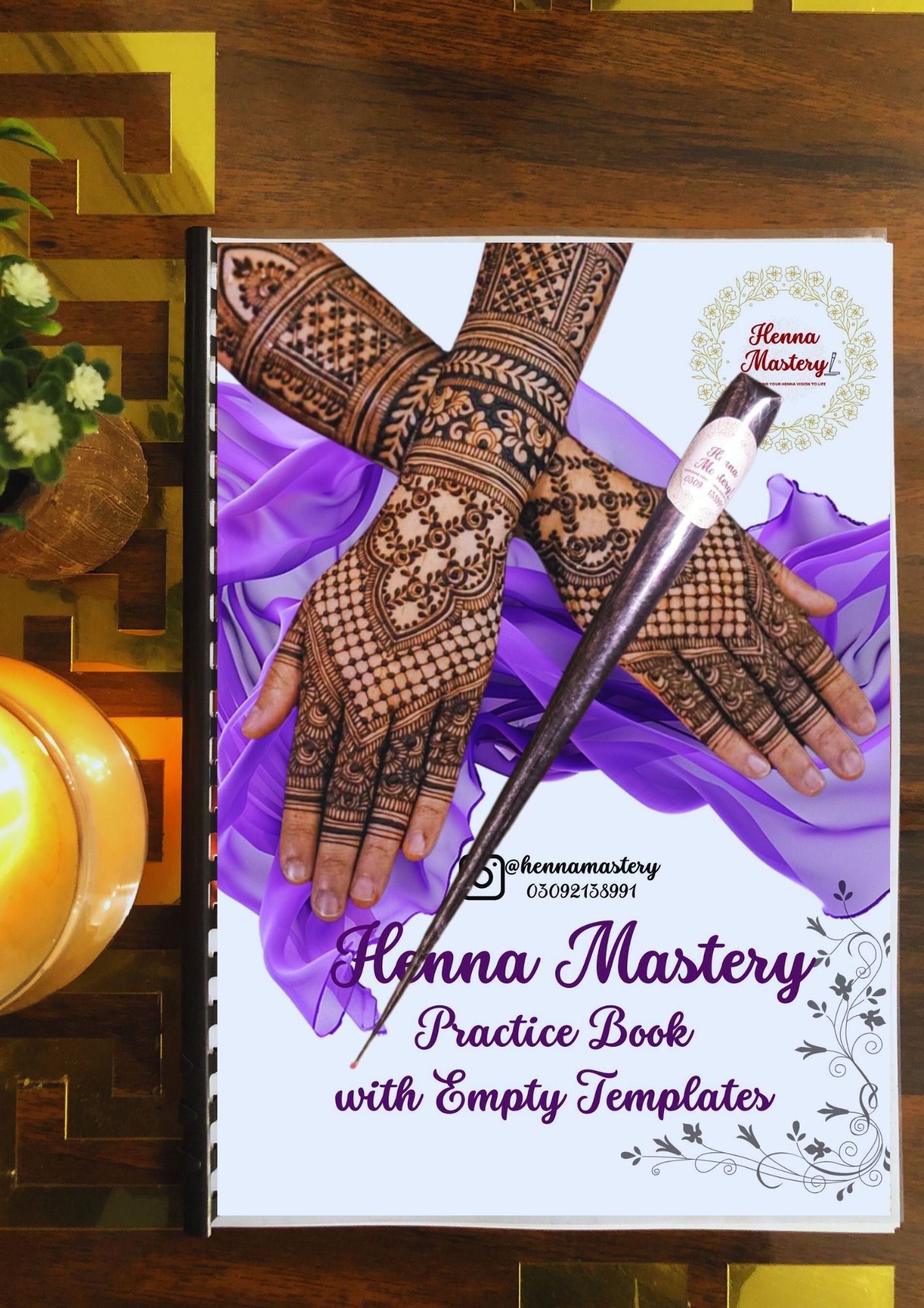 Henna Reusable Tracing Book + FREE Practice Cone.( The Empty Canvas,Full Laminated)