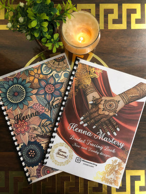Pack of any 2 Henna Tracing Books of your choice with Reusable Acrylic sheet, a practice cone and free Dc.