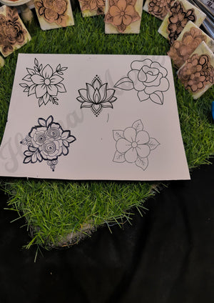 Reusable Mehandi/Henna Stamps Pack of 5  Beautiful Floral Designs and a Bridal Henna cone.